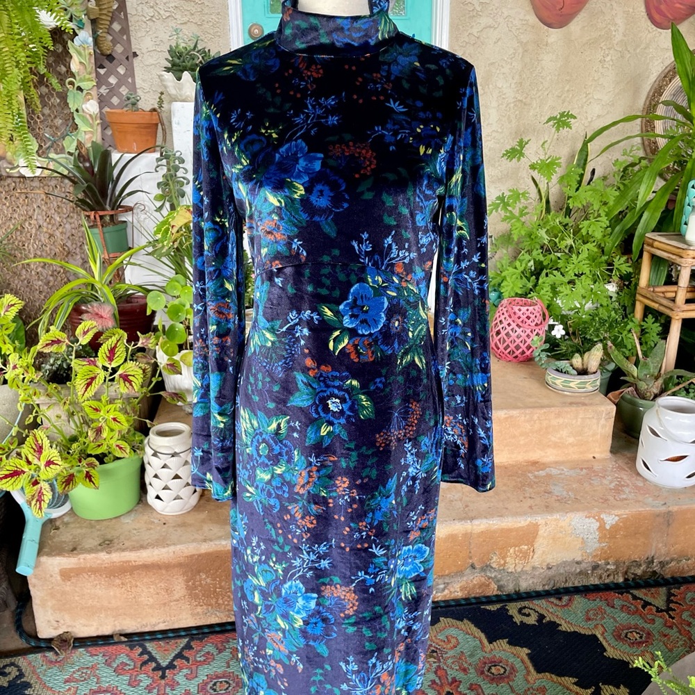 Maeve Anthropologie Floral Velvet Fall Dress M